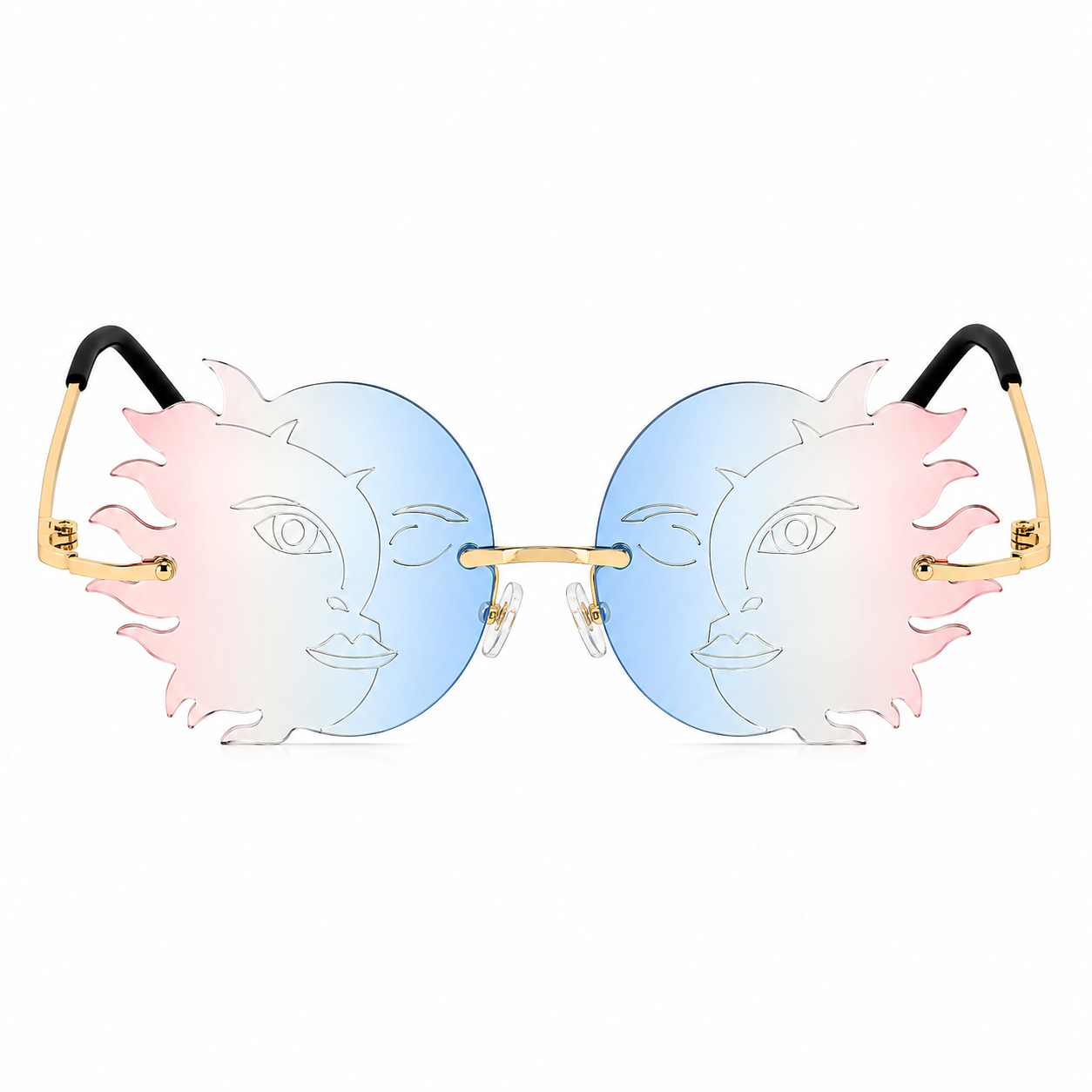 Blue & Peach Sun & Moon Glasses