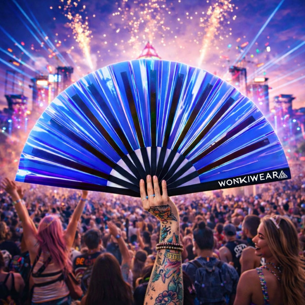 Blue Temptress Iridescent XL Festival Fan