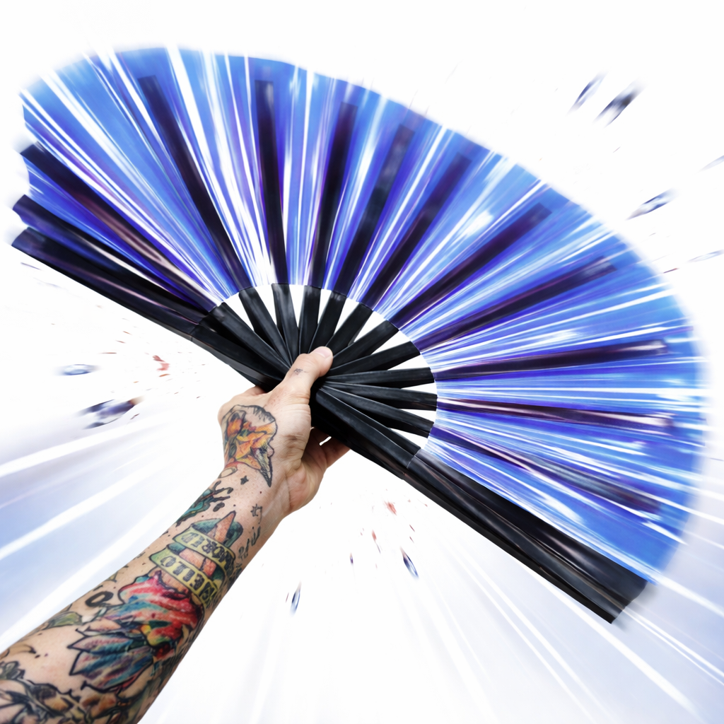 Blue Temptress Iridescent XL Festival Fan