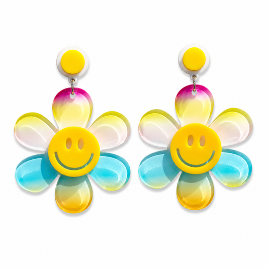 Oversized Multicolour Daisy Drop Earrings