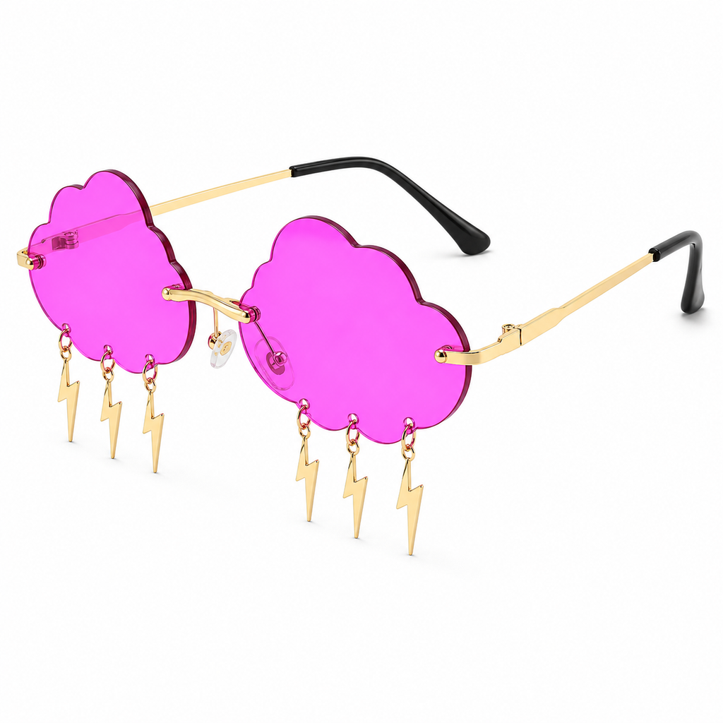 Magenta Cloud & Lightning Glasses