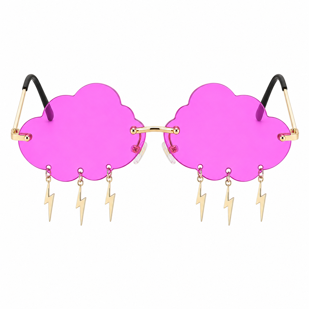 Magenta Cloud & Lightning Glasses