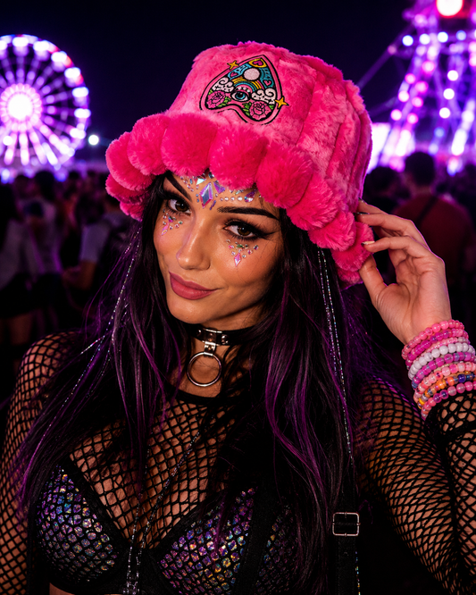 Bright Pink Psychedelic Furry Bucket Hat