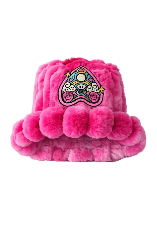 Bright Pink Psychedelic Furry Bucket Hat