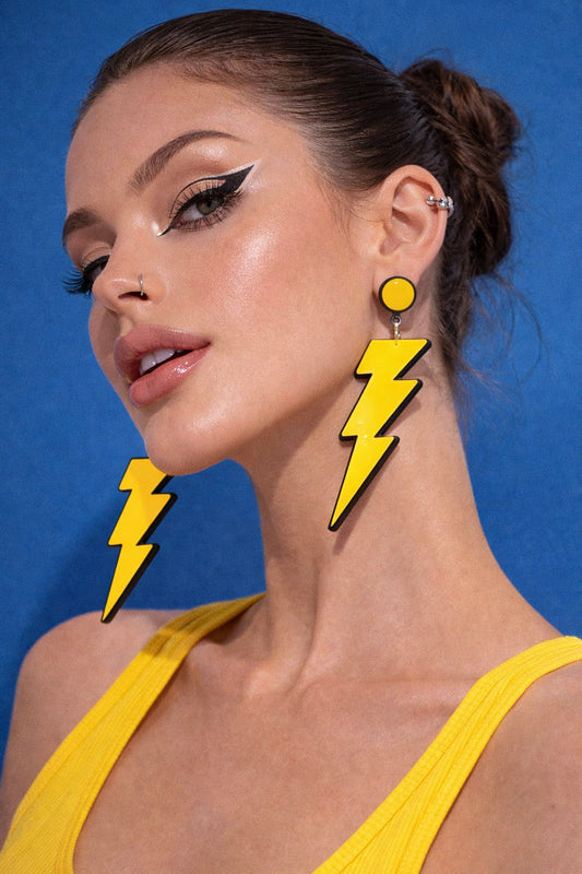 Yellow Lightning Bolt Drop Earrings
