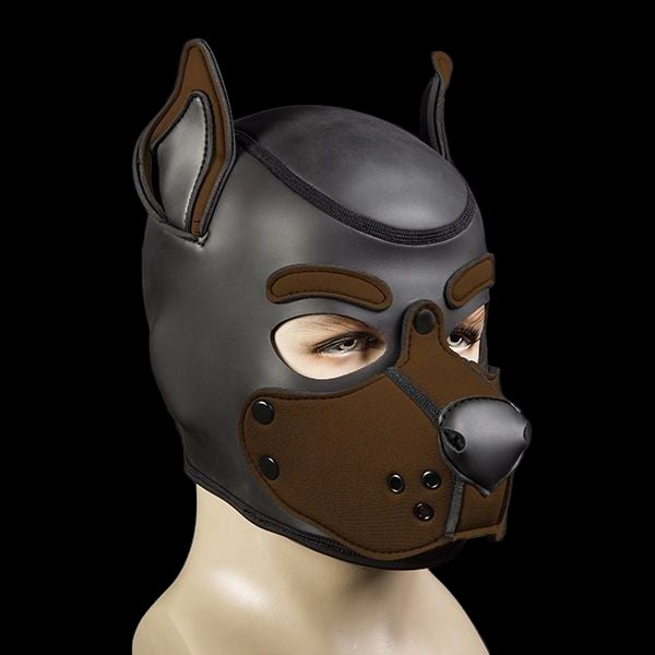 Mr S Leather Neoprene K9 Puppy Hood | Black/Brown