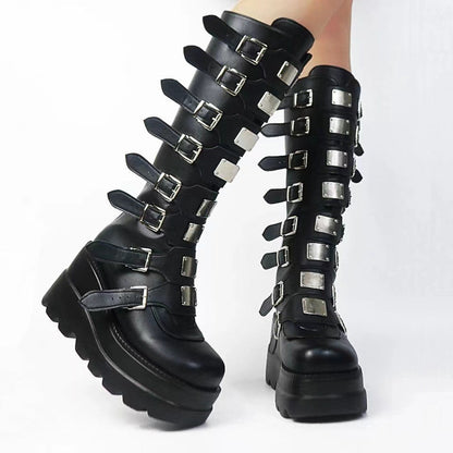 Buckle Platform Combat Boots