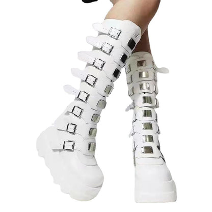 Buckle Platform Combat Boots