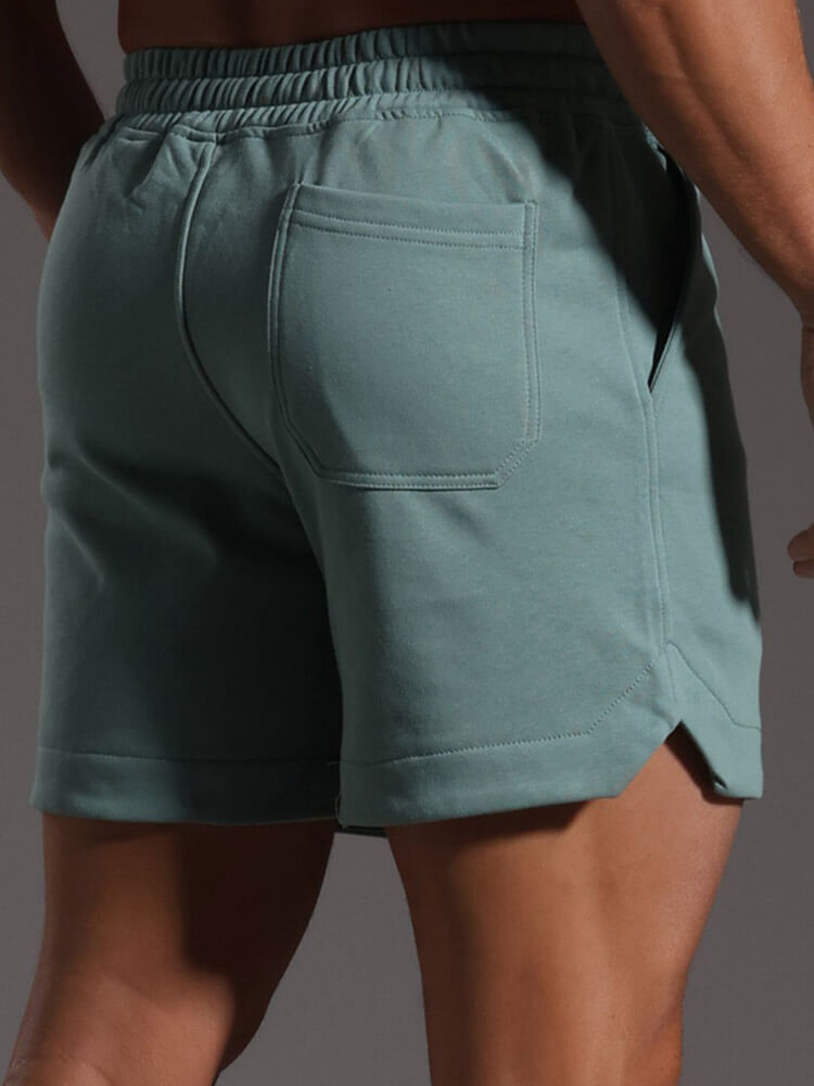 Men's Casual Fitness Running Solid Color Slits Shorts