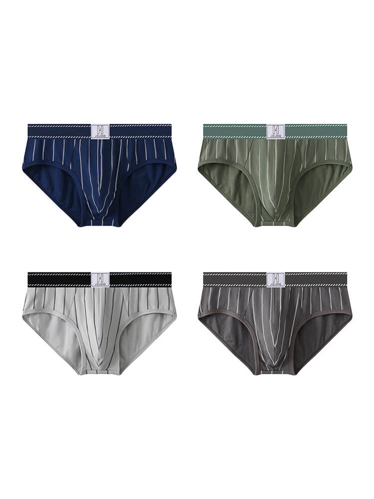 Men's Vertical Stripe Breathable Cotton Briefs