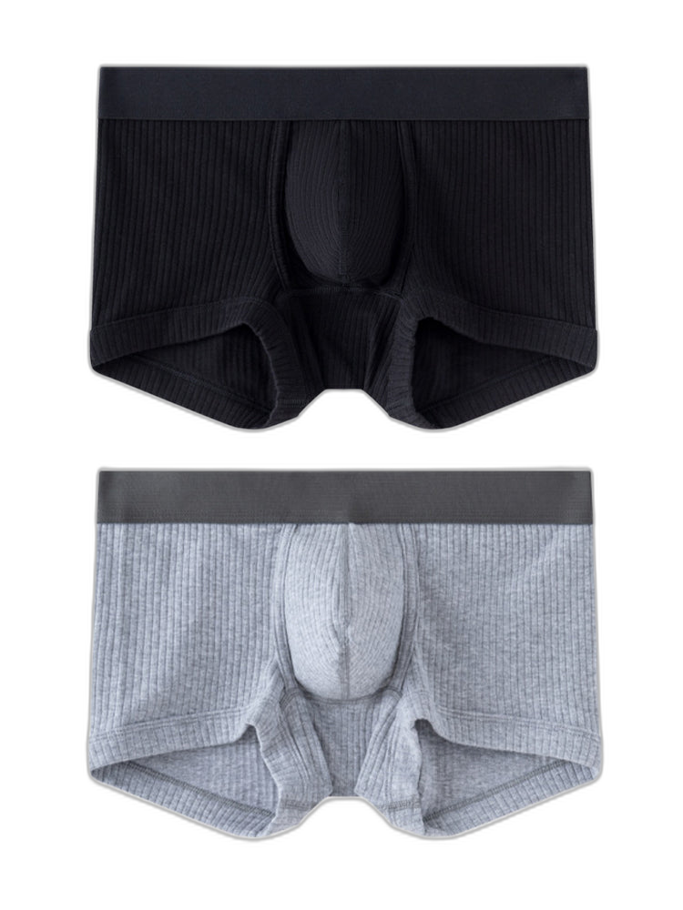 2 Pack Men's Ultra-Soft Premium Pure Cotton Comfy Waistband Seamless Trunks