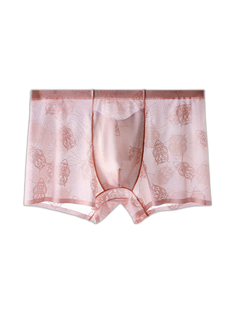4 Pack Men's Ice Silk Antibacterial Mid-Rise Seamless Comfort Trunks