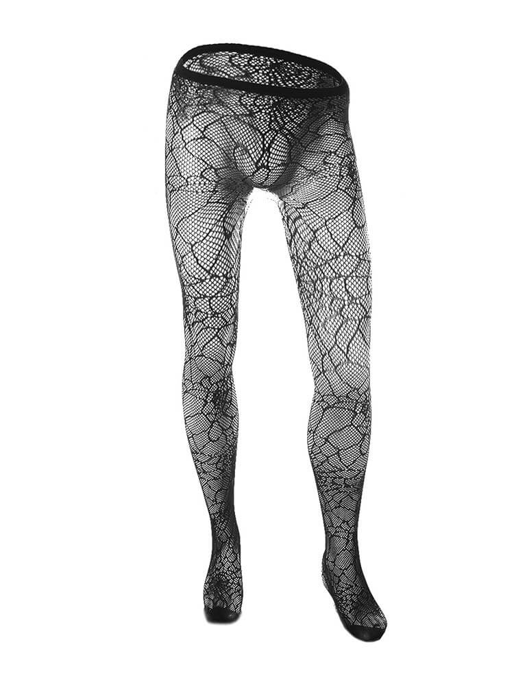 Men's Sexy Jacquard Black Fishnet Stockings