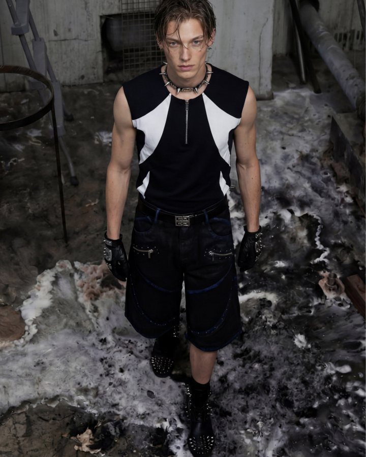 KIIKIO Sport Color-Block Half-Zip Tank Top