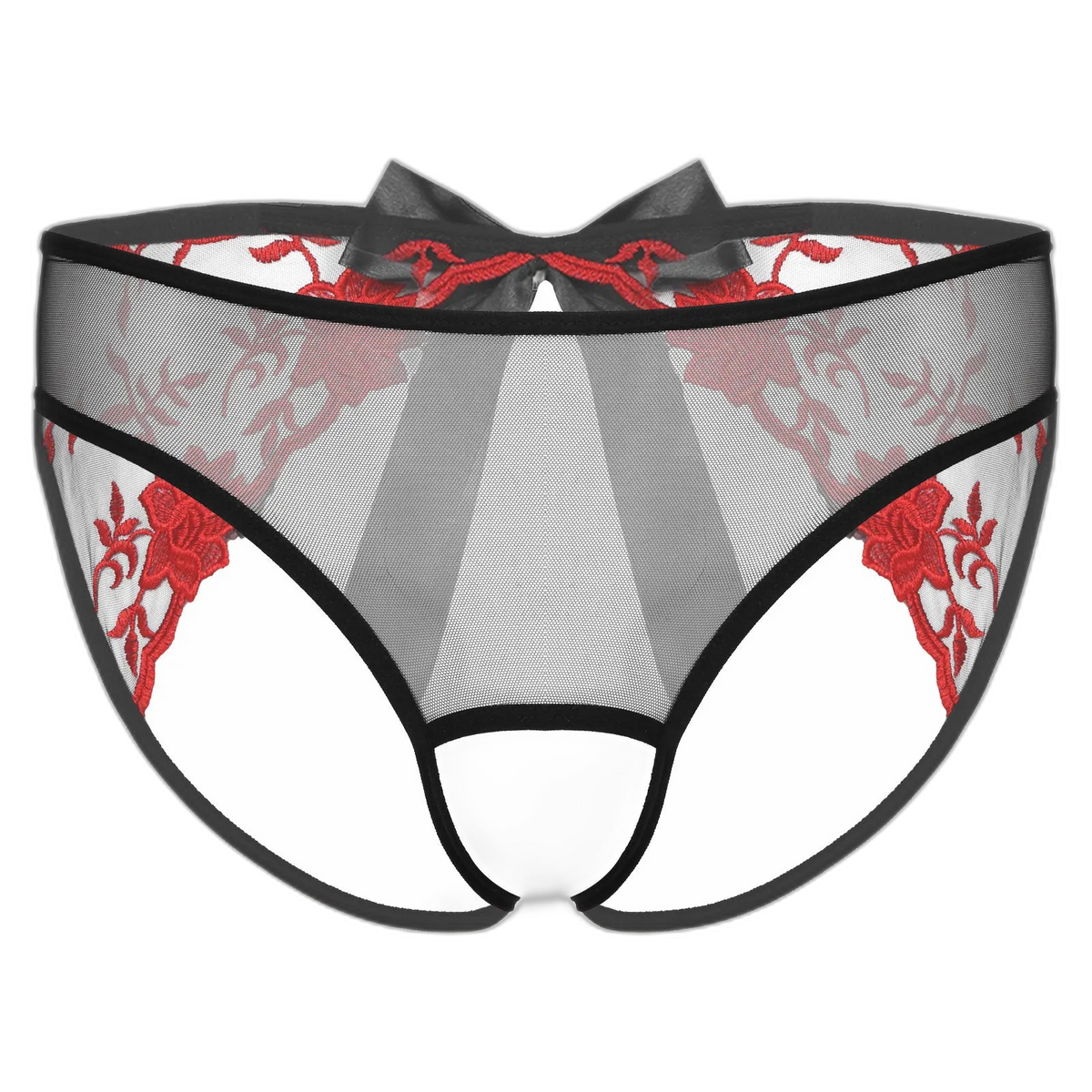 Open Crotch Embroidered Mens Lace Briefs