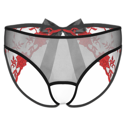 Open Crotch Embroidered Mens Lace Briefs