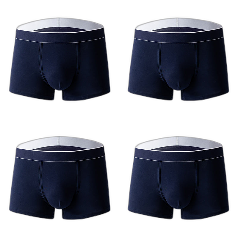 4Pcs Men's Cotton Solid Mid-rise Trunks