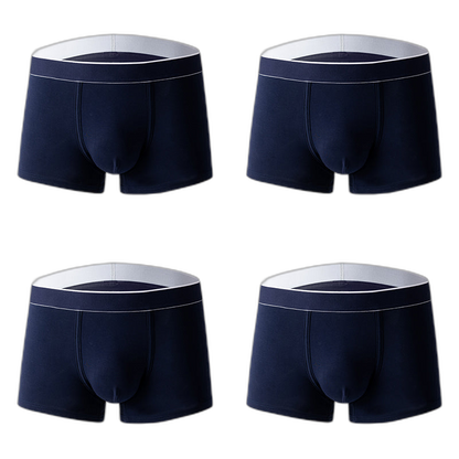 4Pcs Men's Cotton Solid Mid-rise Trunks