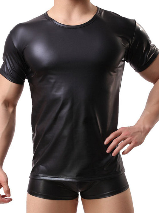 Round Neck Summer Leather Shirt