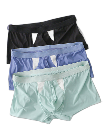 3 Pack Split-Support Men's Trunks- Breathable & Bulge-Enhancing