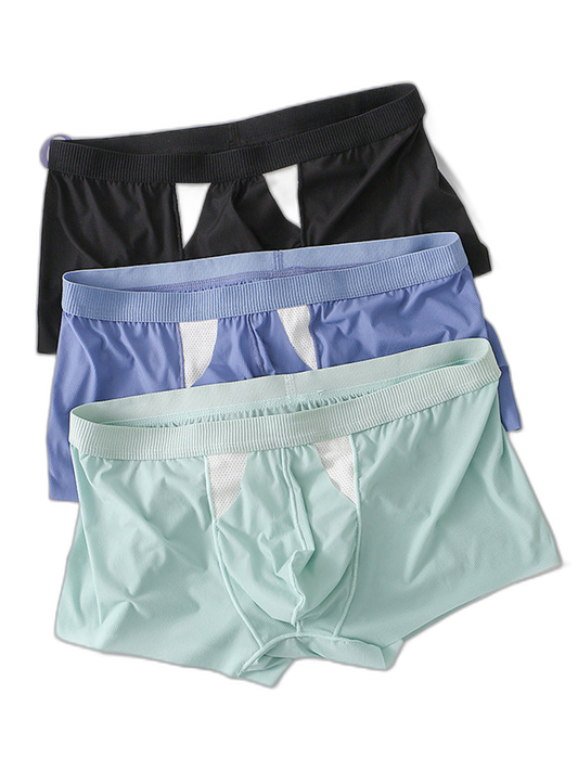 3 Pack Split-Support Men's Trunks- Breathable & Bulge-Enhancing