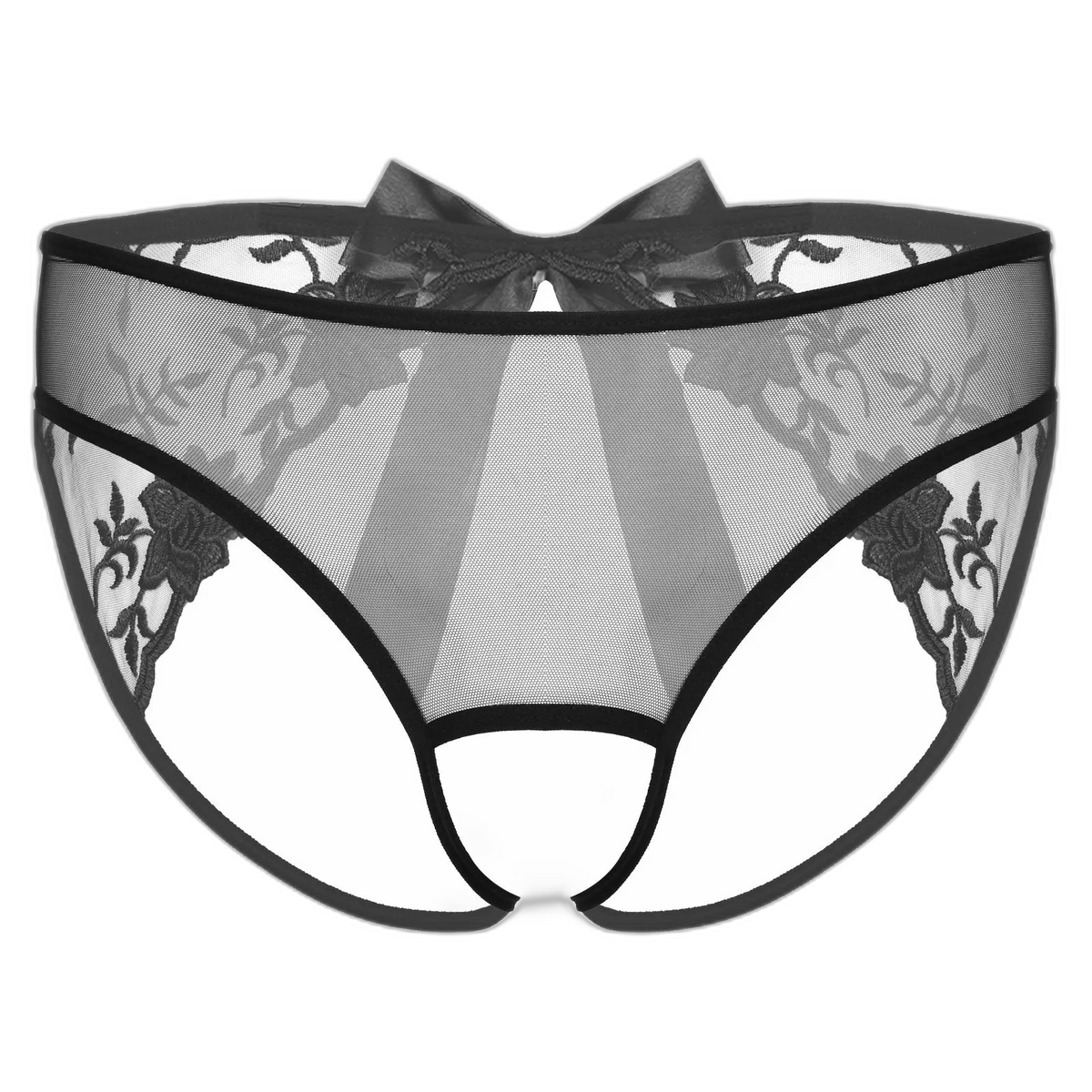 Open Crotch Embroidered Mens Lace Briefs