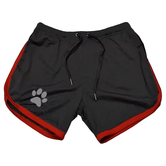 Paw print Mesh Shorts Black/Red