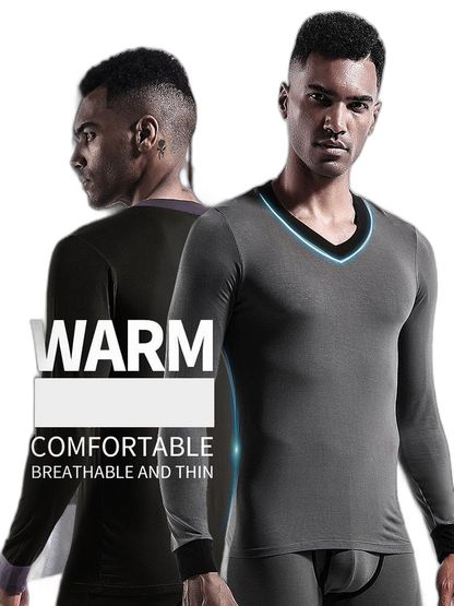 Mens Base Layers V-Neck Thermal Shirt
