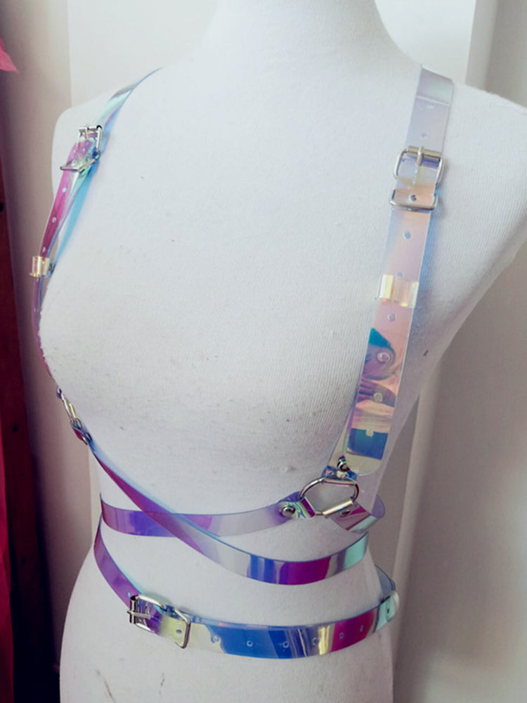 Pvc Colorful Punk Style Detachable Harness Strap Belt