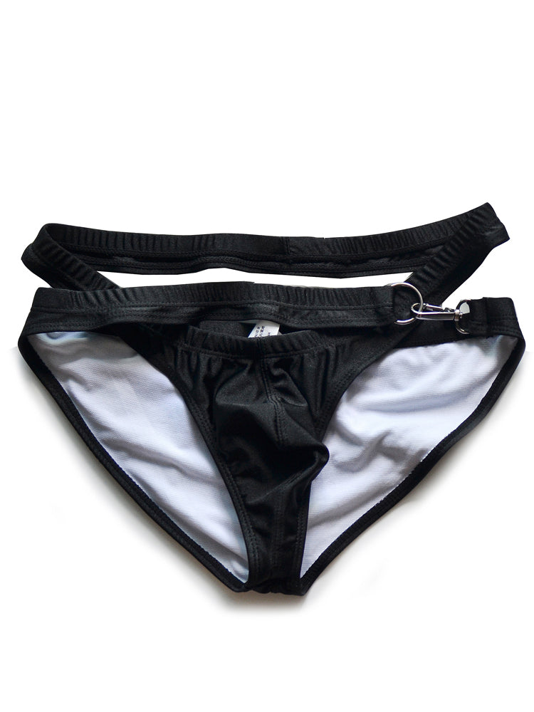 D.M Low Rise Quick Dry Beach Metal Button Swim Briefs