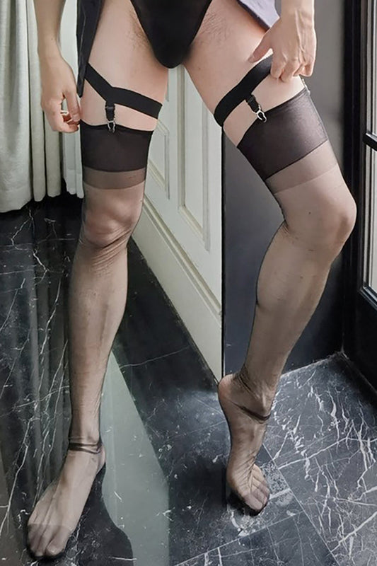 Men's Mesh See-Through Over Knee Long Stockings