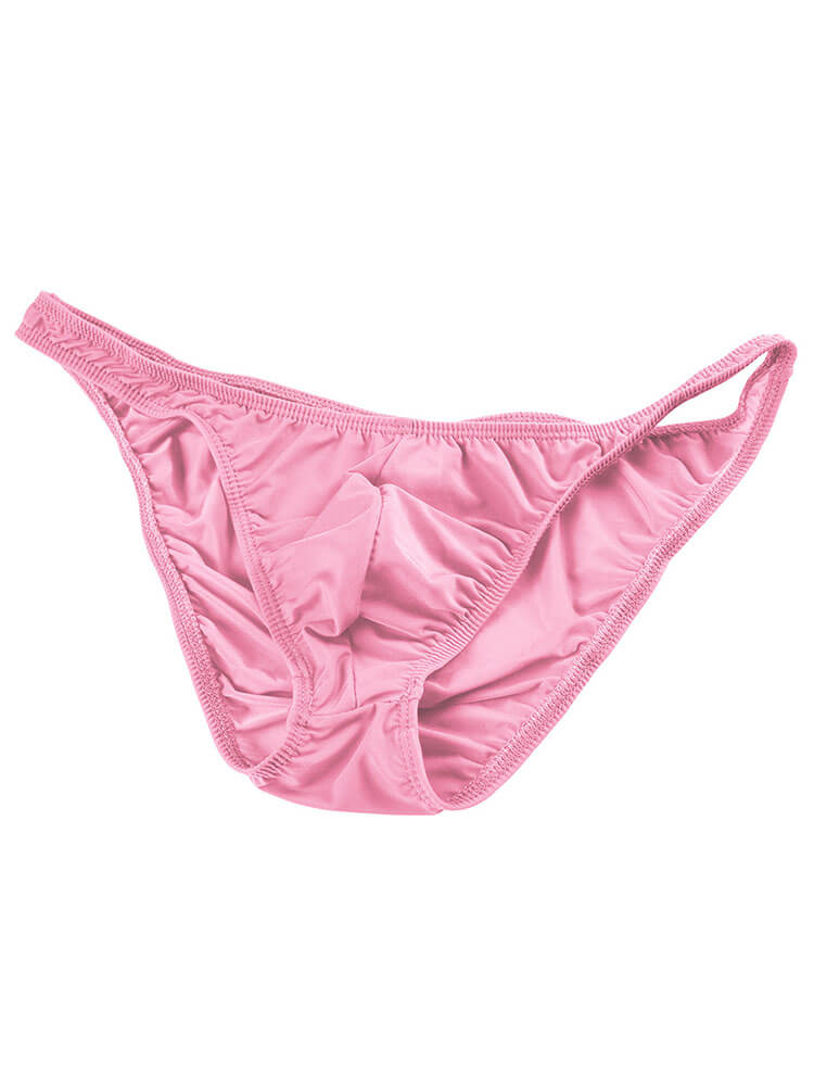 Men's Sexy Solid Color Ice Silk Low Waist Briefs