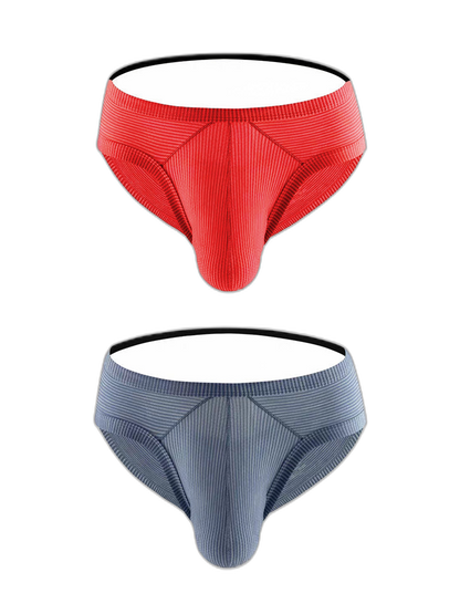2 Pack Men's Low Rise Back Hollow 3D U-convex Large Pouch T-Back Briefs
