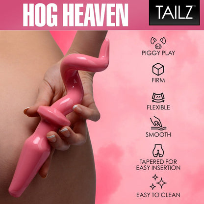 Pink Pig Tail Butt Plug