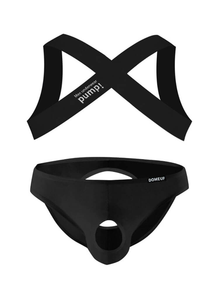 Men's Elastic Shoulder Strap Underwear 2-Piece Set