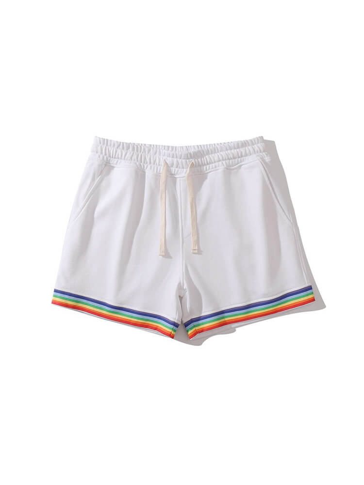 Men's Casual Solid Color Rainbow Hem Cotton Shorts