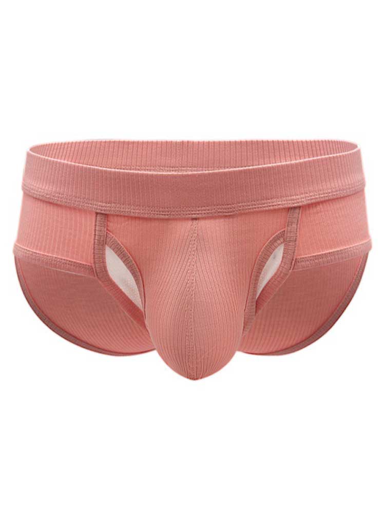 Men's Sexy Ribbed Separate Large Pouch Briefs