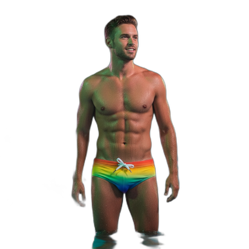Jockmail Rainbow Push-Up Swim Trunks