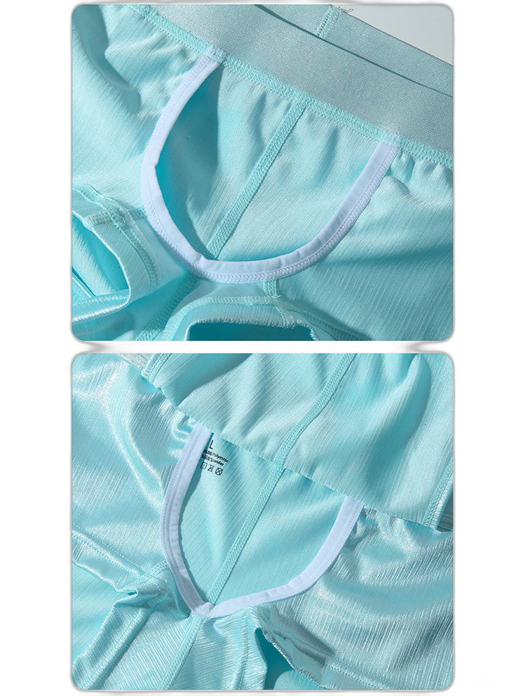 Men's Metallic Glossy Big Pouch Boxer with Fly