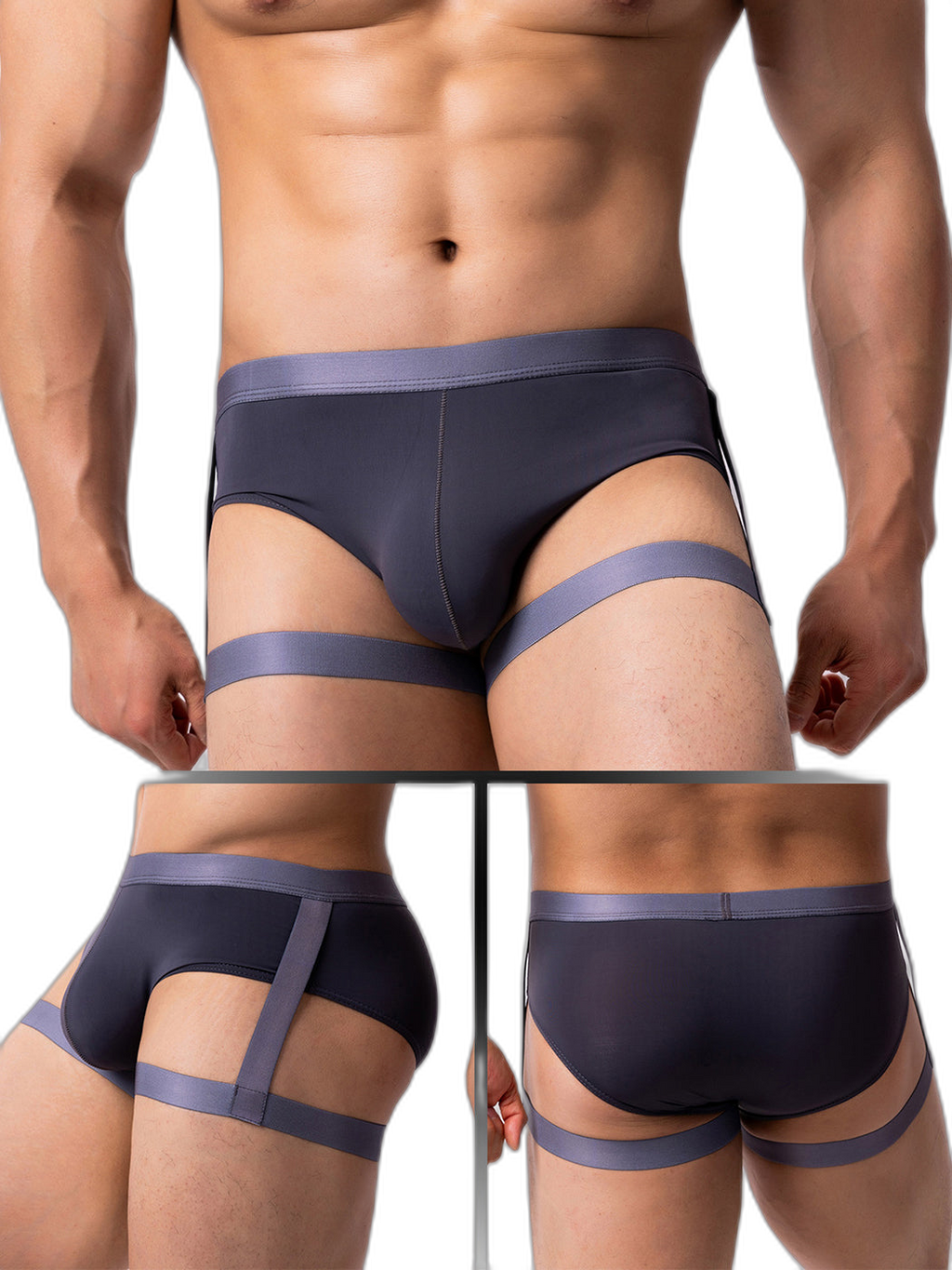 Men’s Sexy Solid Color Suspender Briefs