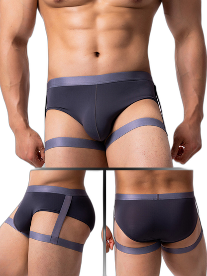 Men’s Sexy Solid Color Suspender Briefs