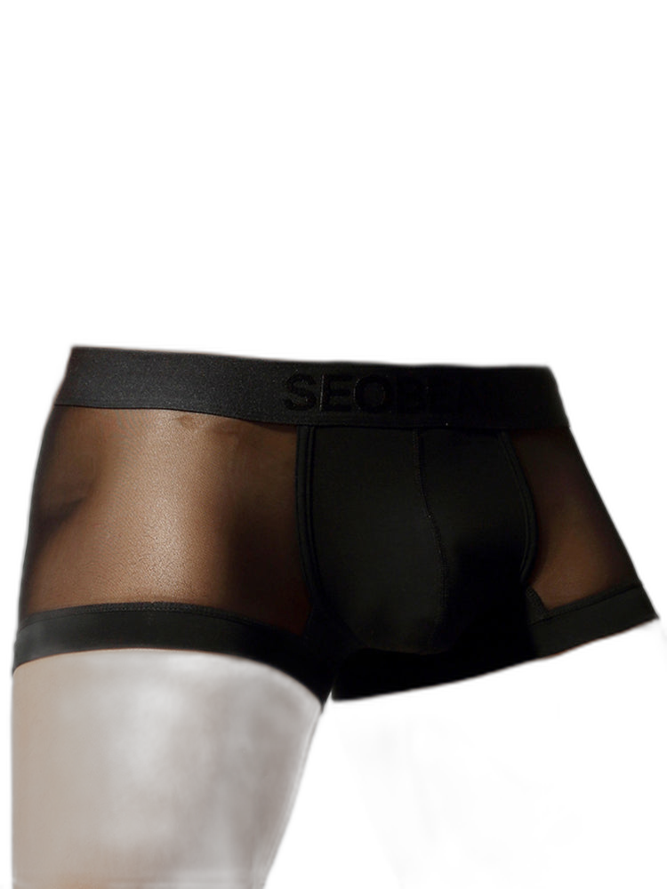 2 Pack Men's Stay-Put Fit Lightweight & Airy Solid Color Semi-Transparent Trunks