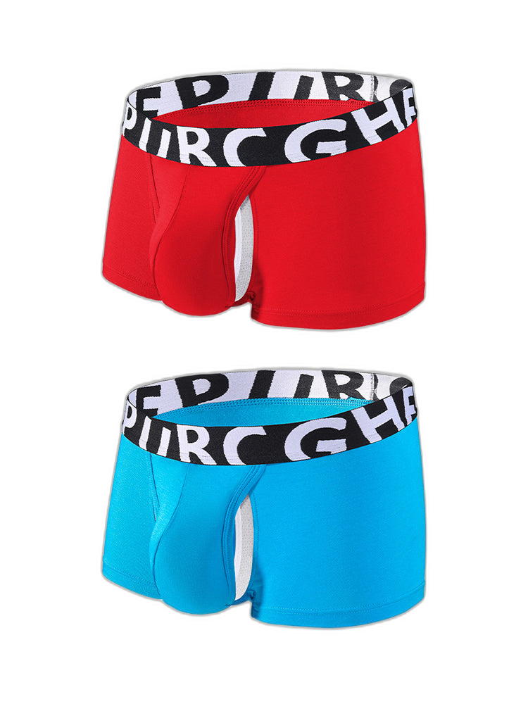 2 Pack Men's Separated Pouch Side Vent Design Trunks