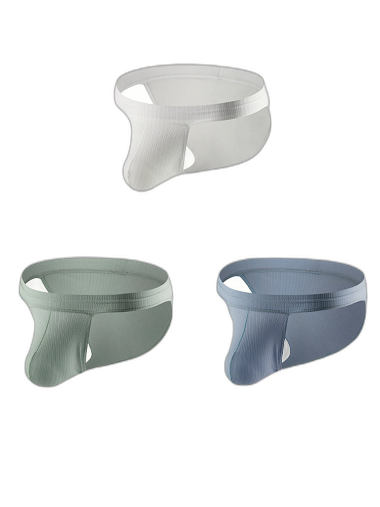 3 Pack Men's Threaded Fabric Briefs with U Convex Pouch