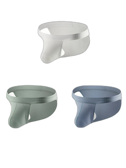 3 Pack Men's Threaded Fabric Briefs with U Convex Pouch