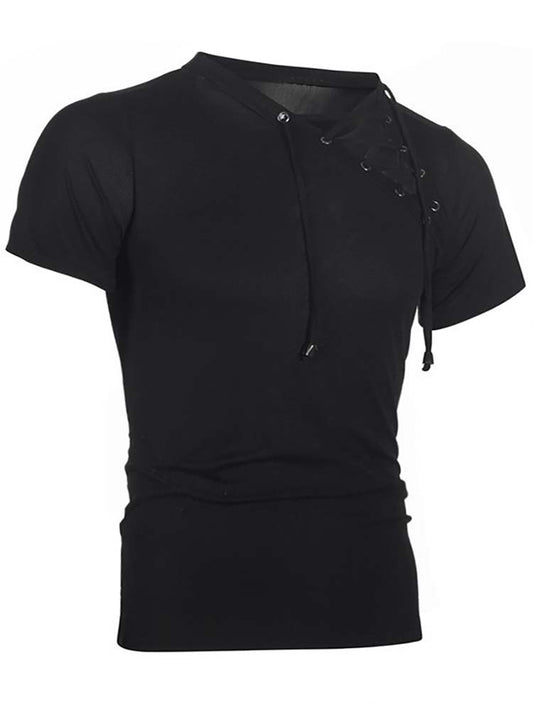 Men's Hollow Asymmetrical Solid Color T-Shirt