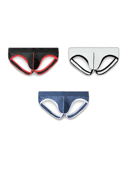 3 Pack Men's Breathable Mesh Ice Silk Sexy Stretch Fit Jockstrap