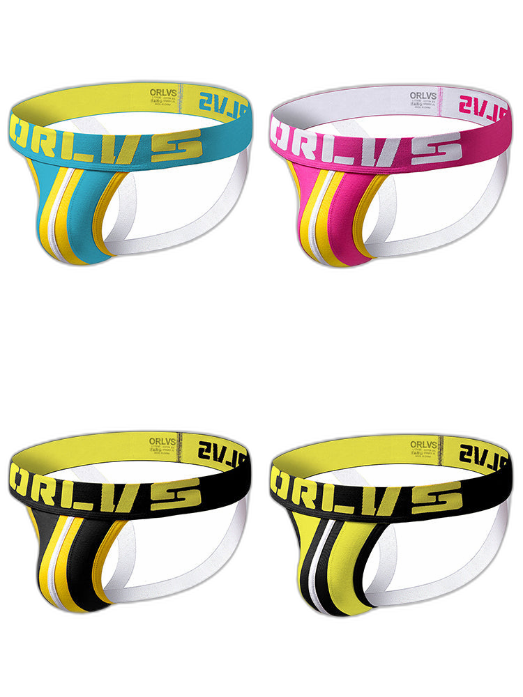 4 Pack Contrast Colors Low Rise Jockstraps