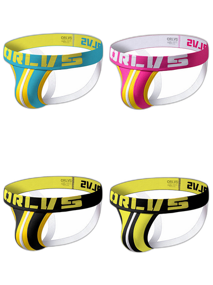 4 Pack Contrast Colors Low Rise Jockstraps