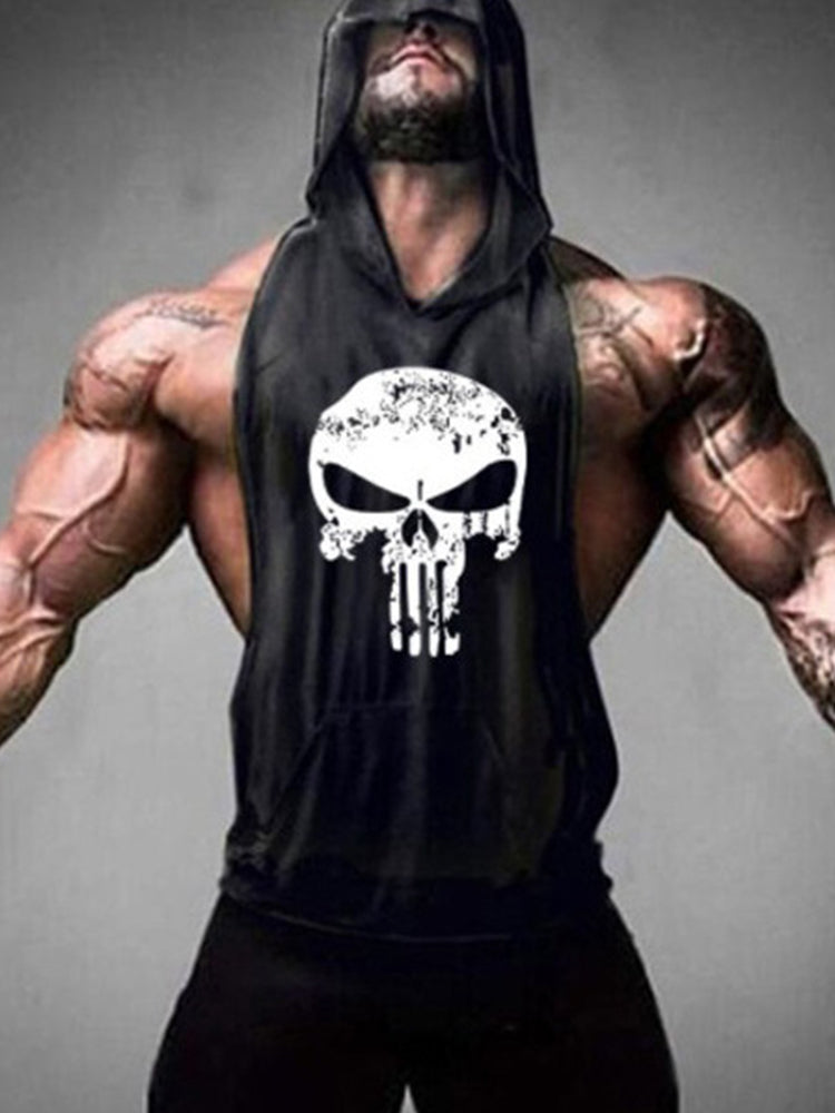 Fitness Hooded Skull Tank Top